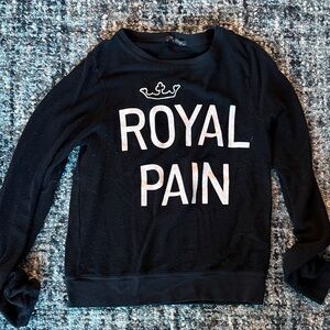 Wildfox Black 'Royal Pain' Crew Neck Sweater